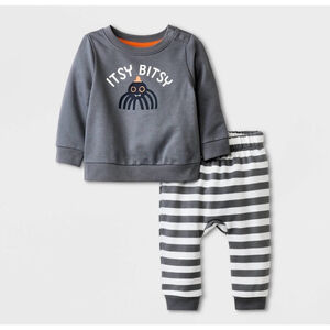 New Cat & Jack Infant Gray & White Halloween Sweatshirt Pants 3-6 Months